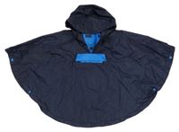 Tmavomodré šušťákové nepromokavé funkčné pončo s kapucňou Quechua