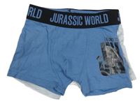 2x boxerky s dinosaurem - modré + světlešedé melírované - Jurský svět