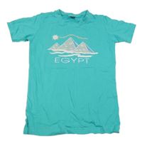 Modrozelené tričko s pyramidami