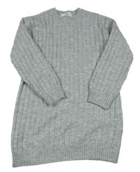 Šedé žebrované svetrové šaty H&M