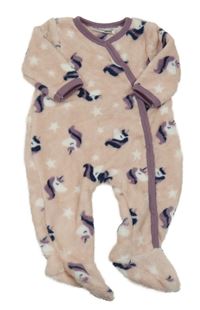 Růžový chlupatý overal s jednorožci Ergee