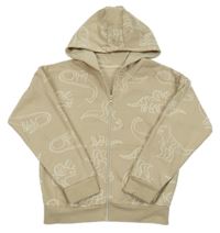 Béžová prepínaci mikina s dinosaurami a kapucňou Primark