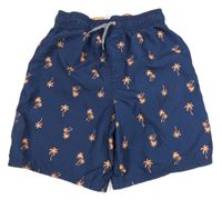 Tmavomodré plážové kraťasy s palmami George