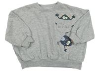 Šedá melírovaná oversize mikina s příšerkami a kapsou George