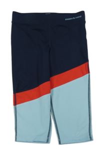 Tmavomodro-světlemodro-červené sportovní capri legíny TCM