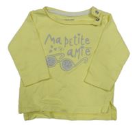 Žluté triko s brýlemi a nápisem Vertbaudet