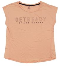 Oranžové melírované tričko s nápisom H&M