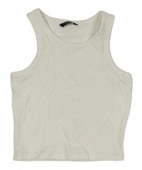 Biely rebrovaný crop top New Look