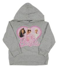 Sivá melírovaná mikina s Barbie a kapucňou