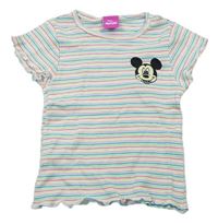 Farebné pruhované rebrované tričko s Mickeym zn. Disney
