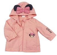 Svetloružová šušťáková jesenná bunda s Minnie a kapucňou Disney