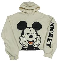 Smotanová crop mikina s Mickeym a kapucňou zn. C&A