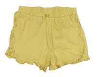 Žlté bavlnené kraťasy s volánikmi Nutmeg