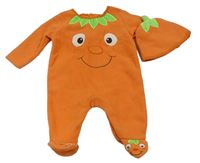 2 set - oranžový fleecový overal + čepice - dýně George
