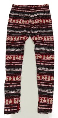 Čierno-červené vzorované vianočné legíny Pep&Co