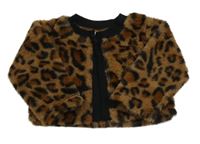 Hnědý kožešinový leopardí cardigan 