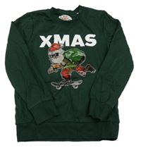 Tmavozelená mikina so Santou C&A