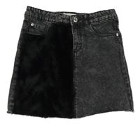 Čierna riflová/chlupatá sukňa Zara