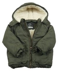 Khaki šusťáková zimní bunda s hvězdičkami a kapucí George
