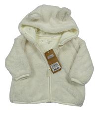 Nové - smetanová chlupatá propínací mikina s kapucí Next