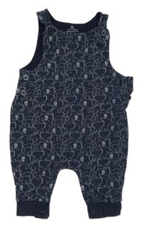 Tmavomodré vzorované laclové tepláky se slony Next