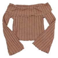 Staroružové úpletové crop tričko shein