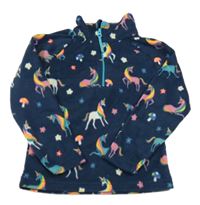 Tmavomodrá fleecová funkčná mikina s jednorožcami Mountain Warehouse