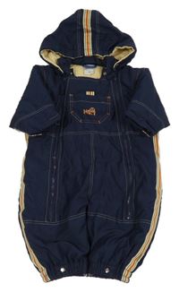 Tmavomodrý šusťákový zateplený fusak s kapucí 