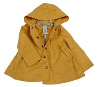 Hořčicový plátěný kabát s kapucí 