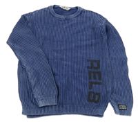 Modrý sveter s nápisom H&M