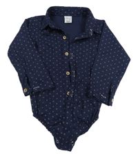 Tmavomodré vzorované košilové body 