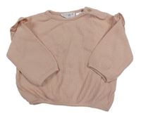 Světlerůžové žebrované triko Zara