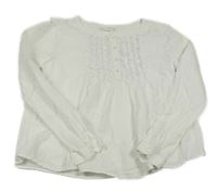 Biela vzorovaná blúzka s volánikmi Zara