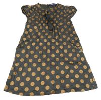 Tmavošedé plátěné šaty se zlatými puntíky Mexx
