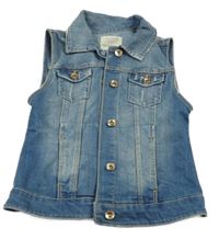 Svetlomodrá rifľová vesta s vreckami Zara