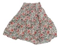 Bielo-ružová kvetovaná ľahká sukňa Name it