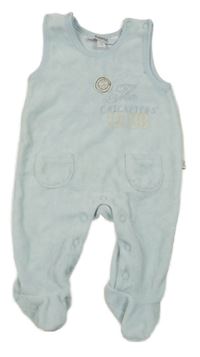 Světlemodré sametové dupačky s nápisom KANZ