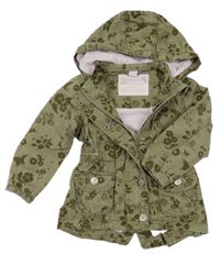 Khaki vzorovaná plátěná jarní bunda s kapucí Dopodopo