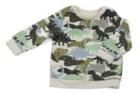 Smetanovo-zelená vzorovaná mikina s dinosaurami M&S
