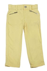Žluté plátěné skinny kalhoty se zipy F&F