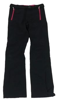 Černé outdoorové kalhoty s páskem Decathlon