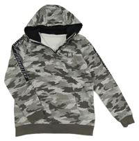 Sivá army mikina s nápismi a kapucňou George