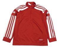 Červeno-bílá sportovní mikina s pruhy Adidas