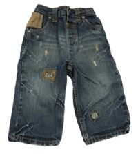 Tmavomodré široké rifle s výšivkami Next