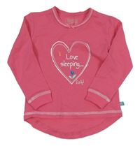 Růžové pyžamové triko se srdíčkem 