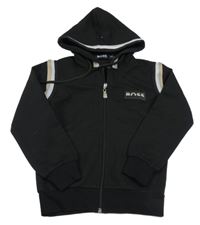 Čierno-béžovo-sivá prepínaci mikina s pruhmi a nášivkou a kapucí Boss