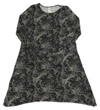 Černo-béžovo-šedé vzorované šaty s hvězdami C&A