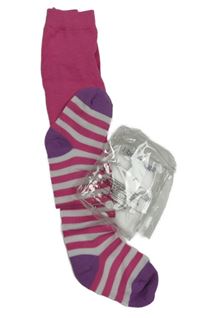 Nové - Růžovo-bílo-fialové pruhované punčocháče 