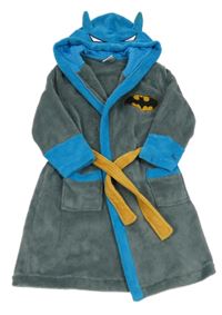 Šedo-modrý plyšový župan s kapucí - Batman 