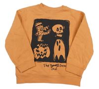 Oranžovo-čierna mikina s príšerkami H&M